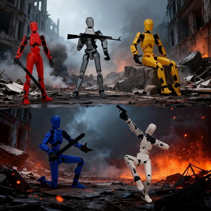 T13 Action Figure Set - (Assembled) 3D Printed Action Figure, Titan 13 Action Figure, Multi-Jointed Movable Dummy 13, Robot Action Figure, Birthday Gifts for Boys, Girls Desktop Decorations