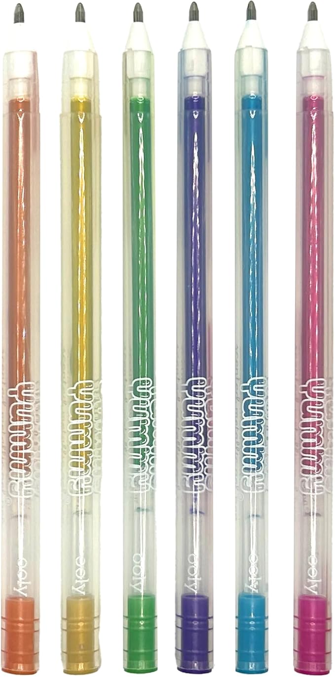 Ooly Yummy Yummy Scented Gel Pens Metallic Set of 6 - Fruity Scented Gel Ink Pens, Writes on Black Paper, 1.0mm Nib, Ages 3+