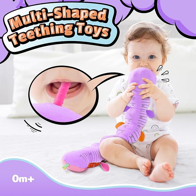 LIGHTDESIRE Baby Toys Musical Caterpillar,Infant Toys Stuffed Animals 3 6 12 Months Sensory Toy with Ruler Design,Crinkle&Ring Bell,Baby Teething Toy for Tummy Time Newborn Boy Girl Gifts (Purple)