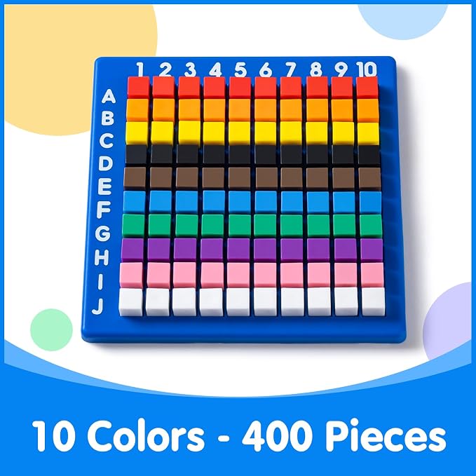 Pixel Art Challenge Kit for Kids - 400PCS Pixel Cubes in 10 Vibrant Colors | STEM Toy for Fine Motor Skills & Kindergarten Learning