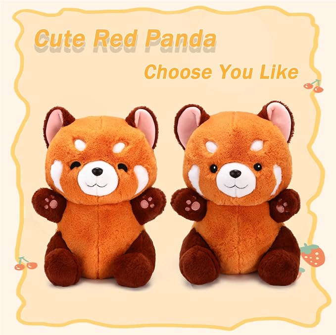 Riuhot Red Panda Stuffed Animal Cute Red Panda Plush Toy Panda Plushie Christmas Birthday Valentine's Day Gift for Girlfriend Kids Birthday 13.7" Stuffed