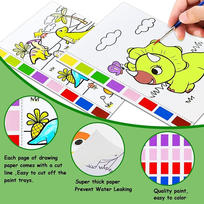 Watercolor Coloring Book for Kids, Paint with Water- Magic Paint Set Water Painting Book for Toddlers- Arts and Crafts Kit for Girls Boys Travel Activities -Stocking Stuffers for Kids