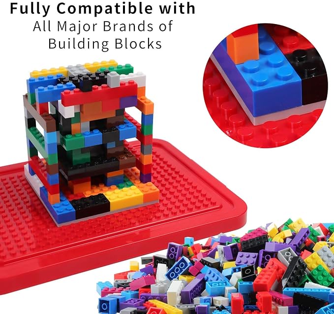 burgkidz Building Blocks Set with Storage Box and Lid Baseplate: 568 Pieces Classic Bricks Compatible with Major Brands, Wheels Doors Windows, STEM Toy for Toddlers Age 3+, Gift for Boys Girls