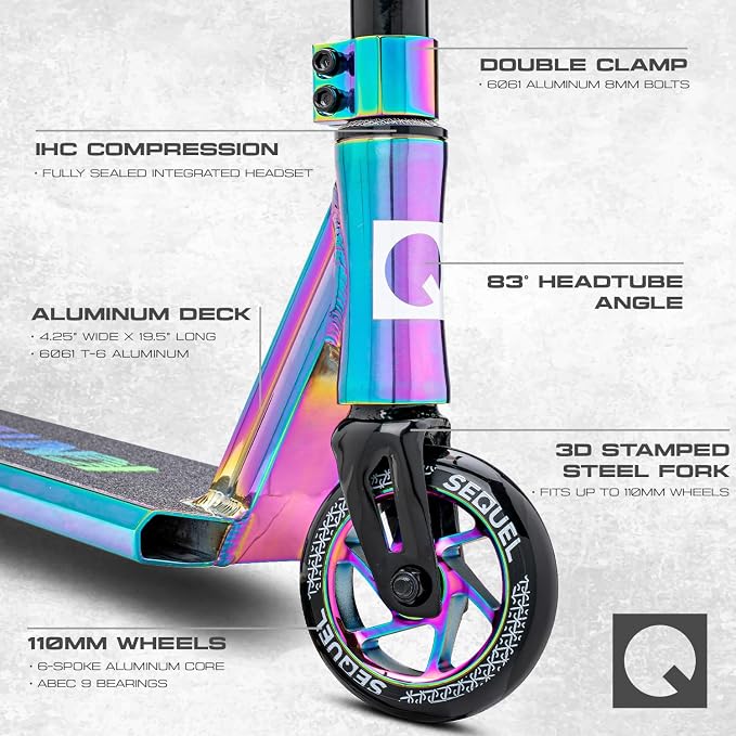 Sequel Ignite Pro Scooter, Pro Stunt Scooter Complete Trick Scooter for Kids 8+, Beginner Skatepark BMX Scooter