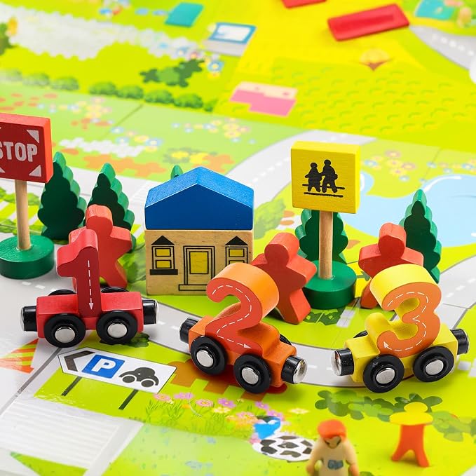2 Sets/55 Pcs Magnetic Alphabet Number Train Set Montessori Toys for Toddlers Wooden Alphabet Number Preschool Learning Activities Educational Sensory Easter Basket Stuffers Birthday Gifts