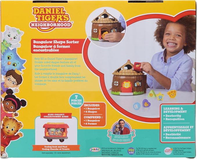 Daniel Tiger's Neighborhood Baby Shape Sorter Toy Bungalow Sorter Play Set for Toddlers Comes with 6 Colorful Shaped Blocks