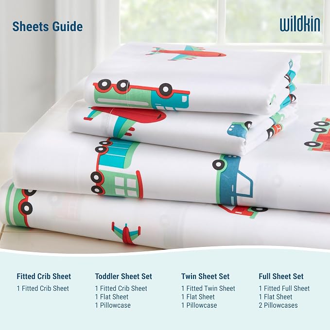 Wildkin 100% Cotton Kids Pillowcase – Soft, Breathable & Standard Size (20x30) - Trains, Planes, and Trucks