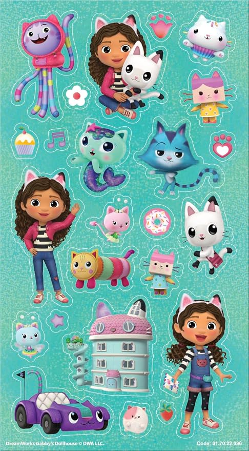 Paper Projects 01.70.22.036 Gabby's Dollhouse Mega Pack | Three Types of Stickers (Around 150 Total) | Reusable on Non-Porous Surfaces, 35cm x 23cm