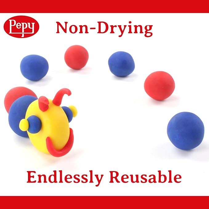 Pepy Plastilina Reusable and Non-Drying Modeling Clay; Set of 24 Bars, 1.4 Ounce Each, 8 Each of 3 Colors, Perfect for Arts and Crafts Projects, Primary Colors …