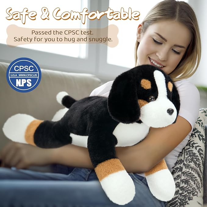 Tezituor 25 Inch Bernese Mountain Dog Stuffed Animal, Giant Bernese Mountain Dog Plush for Kids Women, Large Dog Cute Puppy Plushies Stuffy Gift for Christmas, Birthday, Party Decorations,Brown