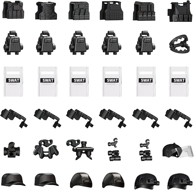 Military Weapons Pack, Classic Building Block Military Toy Accessories Hat, 36 Piece Army Figure Accessory Combo, Compatible with Major Brands