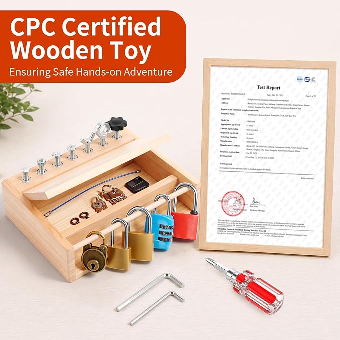 INIFEIDALA Montessori Screwdriver Board Set - Lock and Key Toy,Busy Board Toys for 3 4 5 Year Olds Boy Birthday Gifts,Kids Tool Set, Preschool Learning Sensory Fine Motor Skills STEM Toys