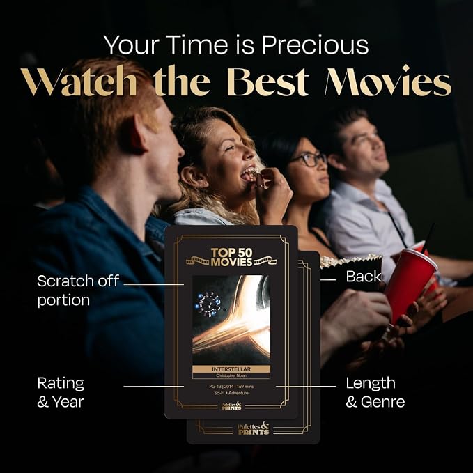 Fan Bundle: Top 50 & 50 Horror Movie Scratch Off Decks - Complete Challenge, Enhance Movie Nights!