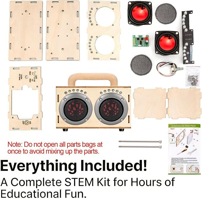 STEM Projects Kit for Kids & Adults Age 8-12 Build Your Own Wood Bluetooth Speaker DIY Science Experiment Electronics Kit for Boys & Girls 8-13 9 10 14 16, Birthday & Graduation Gift