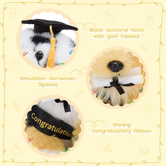 Tezituor 6 Pcs Graduation Plush Dog Bulk Toy 6", 2026 Cute Puppy Graduation Stuffed Animal Gift for Boys and Girls Graduates, Congrats Grad Keepsake
