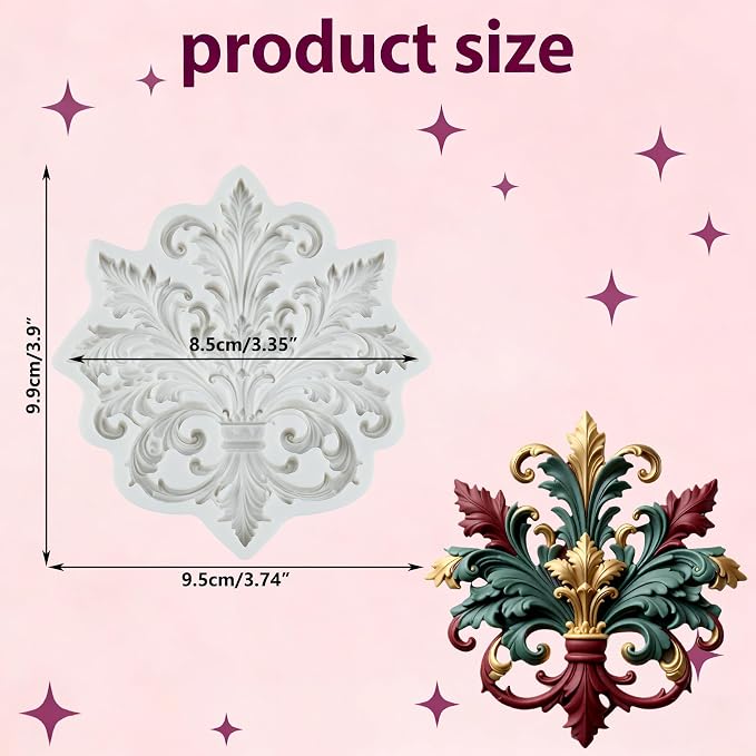 Baroque Silicone Mold Curlicues Scroll Lace Polymer Clay Mold Vintage Relief Flower Lace Filigree Molds for DIY Crafts Epoxy Resin Casting Air Dry Polymer Clay Plaster Jewelry Making