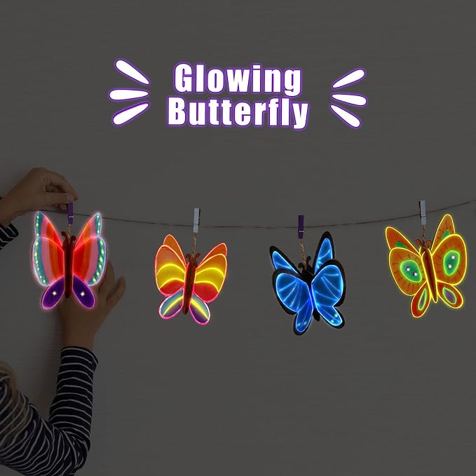 Yrinfay Glow in The Dark Butterfly Painting Kit, Teen Girl Gifts for 6-8 8-10 Year Old, Arts and Craft Kit for Kids Age 7 8-12, Toys for Boy & Girls 5-7 8 9 10 11 12
