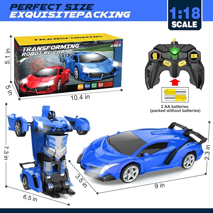 Dolanus Remote Control Car - Transform Robot RC Cars, Toys for Ages 5-7, Kids Toys, 4 Year Old Boy Toy, Toy for 3 4 5 6 7 8 10 12 Years Old Boy, Gifts for Boys Kids Toddlers Birthday