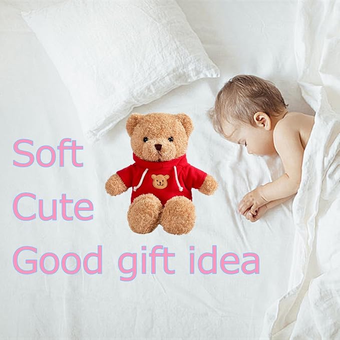 11.8" Teddy Bear Stuffed Animals Plush Bear Doll Kids Boys Girls Animal (Red Bear)