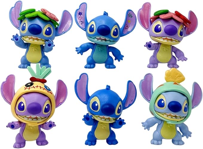 6Pcs Stitch Collectible Figures, Exquisite Model Ornaments, Creative Anime Peripheral Gifts for Fans