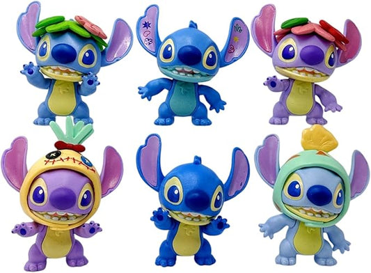 6Pcs Stitch Collectible Figures, Exquisite Model Ornaments, Creative Anime Peripheral Gifts for Fans