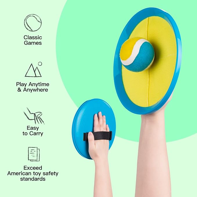 Upgraded Toss and Catch Ball Game Set, Beach Pool Toys Outdoor Games for Kids Toys, Outside Family Lawn Yard Games, for Boys Girls 3 4 5 6 7 8 9 10 11 12 Years Old