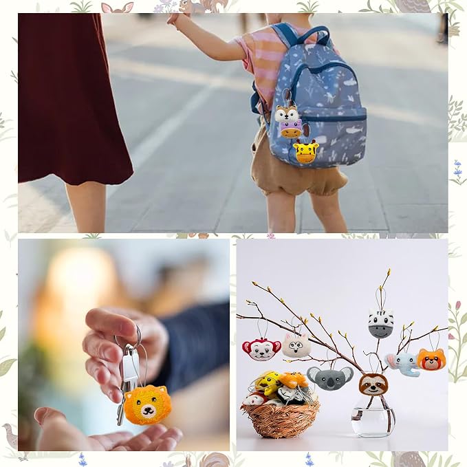 40 PCS Mini Jungle Animal Plush Toys Set Cute Small Animal Stuffed Keychain for Party Favors Keychain Ornament for Goody Bag Easter Egg Stuffers Carnival Birthday Party Classroom Prizes 20 Styles