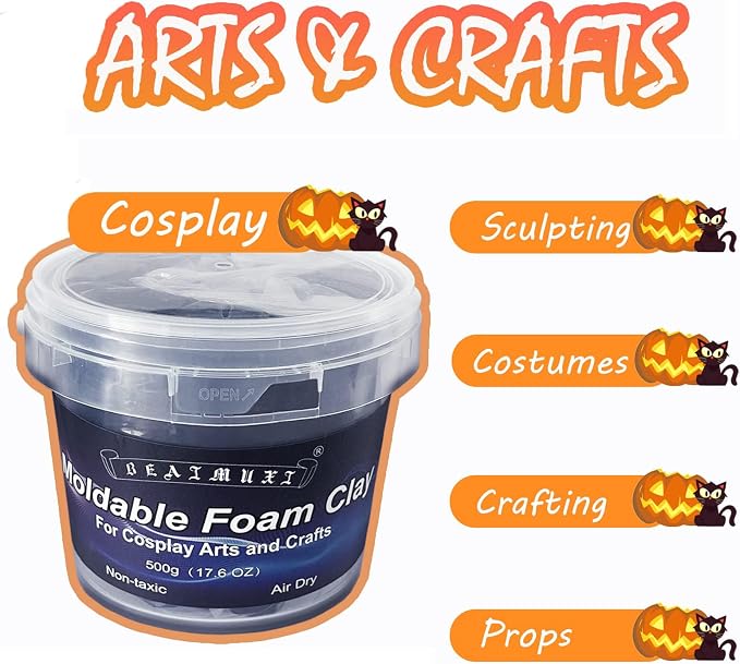 Foam Clay Cosplay Moldable Air Dry Foam Clay Craft 500g White Lightweight Sculpting Foam for Costumes Sanding Cosplay (500g, White)