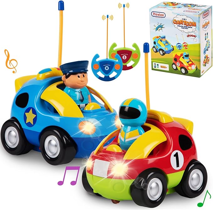 PREXTEX Remote Control Car for Toddlers (Police/Race Car)