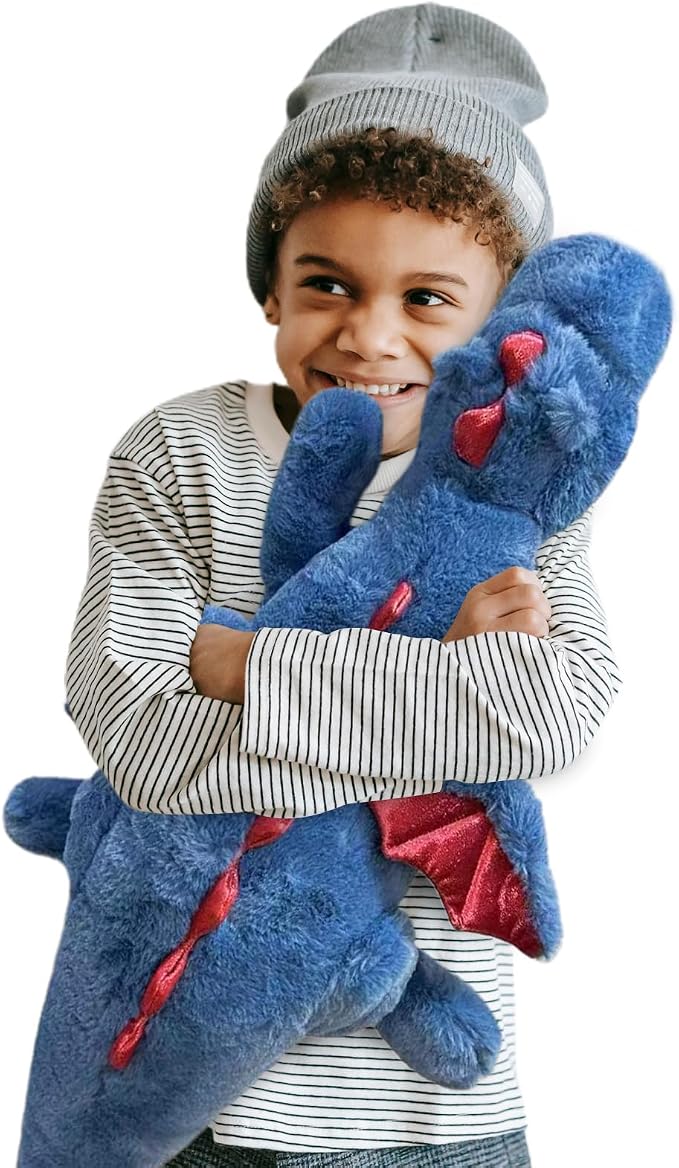 Pterosaur Stuffed Animal with Wings - Cute Soft Dinosaurs Plush Toys Little Flying Dragon Plushies Pillow Doll Christmas Birthday Gifts for Kids Boys Girls (Blue,35.43inch/90cm)