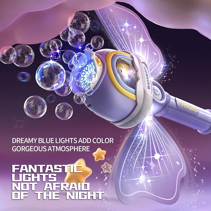 Unicorn Bubble Wands for Kids Girls with Rotating Design, Outdoor Bubble Maker Toys for Kids Ages 3-8, Light Up & Music Fairy Wands, Party Birthday for 3+ Year Old Girls