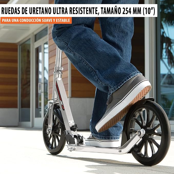 Razor A6 Kick Scooter for Kids Ages 8+ - Extra-Tall Handlebars & Longer Deck, 10" Urethane Wheels, Aluminum Frame, Anti-Rattle Technology, for Riders Up to 220 lbs