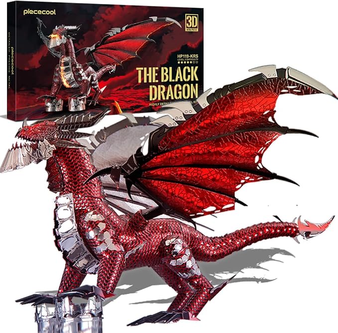 Piececool 3D Metal Puzzle Black Dragon Metal Model Kits for Adults, Interactive DIY Building Model,Great Birthday New Year Gifts for Adult Men Teens 14+