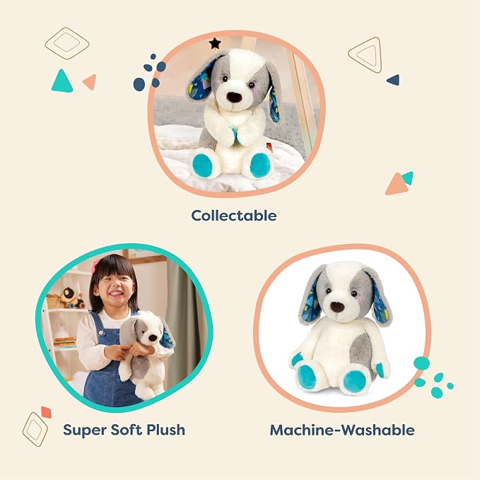 B. toys – 12-Inch Plush Dog – Huggable Dog Stuffed Animal Toy – Soft & Cuddly Plush Puppy – Washable – Newborns, Toddlers, Kids – Happy Hues – Candy Pup – 0+ Months