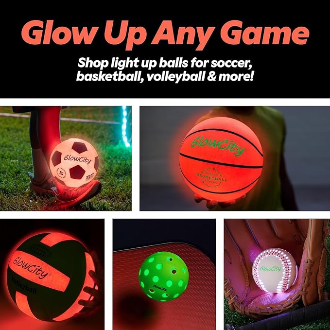 GlowCity Glow in The Dark Football - Size 3/6 Light Up Ball Gifts for Kids, Junior & Teens - Bright Football for Night Outdoor Games - Sports Birthday Gift Ideas for Boys Ages 6 7 8 9 10 11 12 13 14