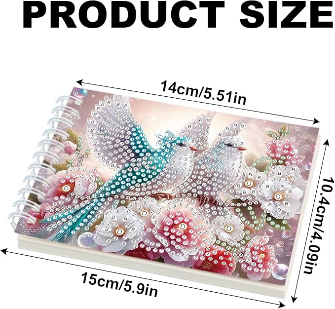 2 Pcs Bird Diamond Painting Notebook 80 Pages for Adults,Diamond Art Journal and DIY Sketchbook, Diamonds Art Kit Supplies,Gift for Beginners, Craft Lovers, Artists. (Bird2)