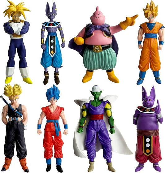 Anime Super Hero Action Figures Set, Collectible Warrior Figurines, 7.8Inch Energy Style Character Models for Display, Party Favors & Gift Collection (8PCS)