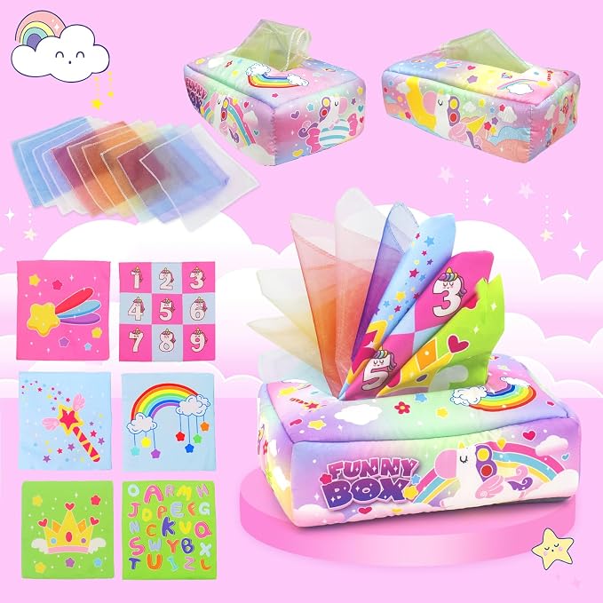 Baby Tissue Box Toy,Baby Toys 12 Months,Educational Toys for Babies,Soft Crinkle Sensory Toys for Babies Infant Toddlers,1 Year Old Toys Boys Girls