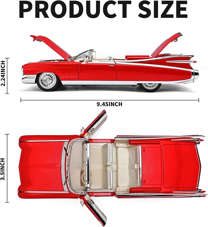 RZAPE Toy Car Models 1/24 Diecast Cars Eldorado Metal Model Car Carros De Coleccion,Model Cars Kits for Adults and Boys,Pull Back Car with Lights and Sounds,Toy Cars for Boys Age 4-7（Red）
