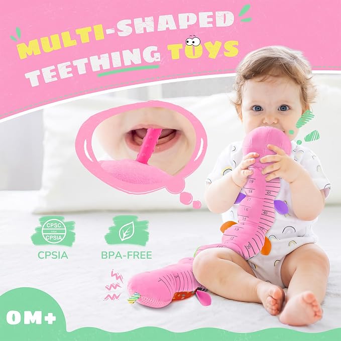 AWOTOY Baby Toys 6-12 Months Music Caterpillar,Stuffed Animals Infant Toys 0-3-6 Months,Baby Sensory Toys Tummy Time with Crinkle Rattle Teething Toys Boy Girl Gifts Birthday Shower Gifts
