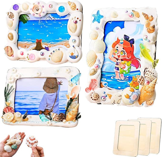 A&H Zier Decorate Your Own Mosaic Picture Frame Kit - 3 Pack DIY Arts & Crafts for Kids Ages 8-12, Valentines Day Gifts for Girls, 5x7 & 4x6 Photo Frames for Adults & Family
