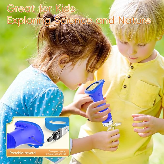 Microscope for Kids, SKYBASIC 2" IPS Screen 1000X Handheld Digital Microscopes HD Pocket Portable Mini USB Microscope Camera, PC Compatible, Science Edu Fun Birthday Gifts Toys for Children Students