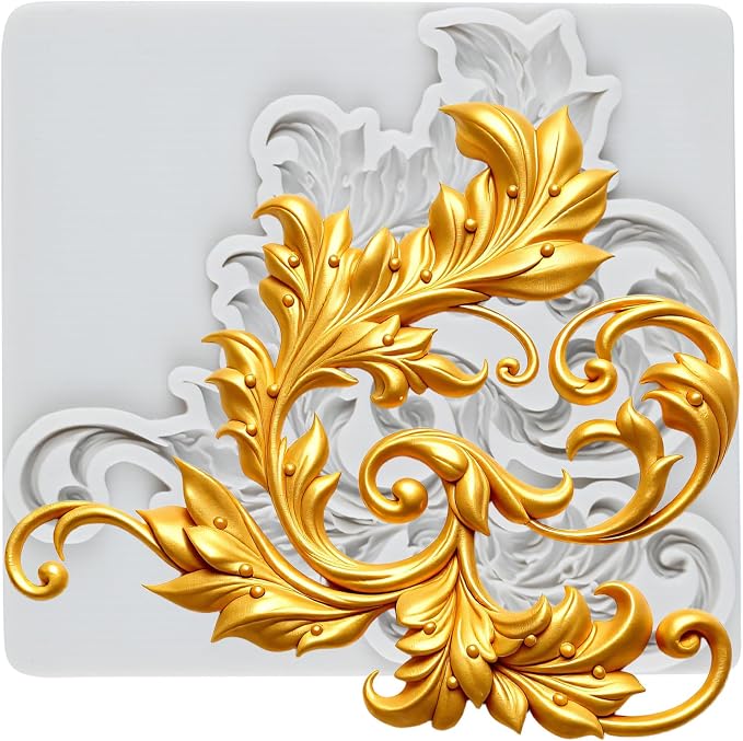 Baroque Style Curlicues Scroll Emboss Polymer Clay Molds Baroque Scroll Lace Silicone Mold for DIY Crafts Resin Casting Mold DIY Craft Air Dry Polymer Clay Tools Jewelry Making
