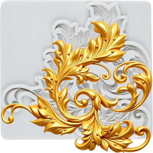 Baroque Style Curlicues Scroll Emboss Polymer Clay Molds Baroque Scroll Lace Silicone Mold for DIY Crafts Resin Casting Mold DIY Craft Air Dry Polymer Clay Tools Jewelry Making