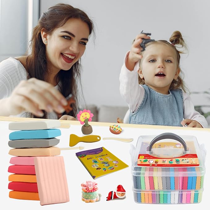 Aestd-ST Polymer Clay 50 Colors, Modeling Clay for Kids DIY Starter Kits, Oven Baked Model Clay, Non-Sticky Molding Clay with Sculpting Tools, Gift for Children and Artists