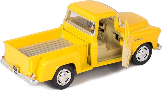 KiNSMART 1955 Chevrolet Stepside Pickup Truck 5 Inch 1:32 Scale Die Cast Metal Little Truck (Yellow)