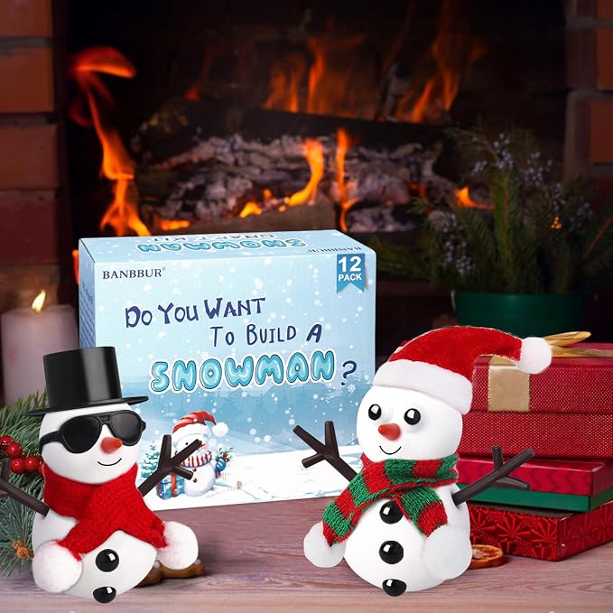 BANBBUR 12 Pack Christmas Stocking Stuffers for Kids,Christmas Crafts for Kids,Modeling Clay DIY Build a Snowman Crafts Kit Bulk Christmas Stocking Stuffers Gifts Activities