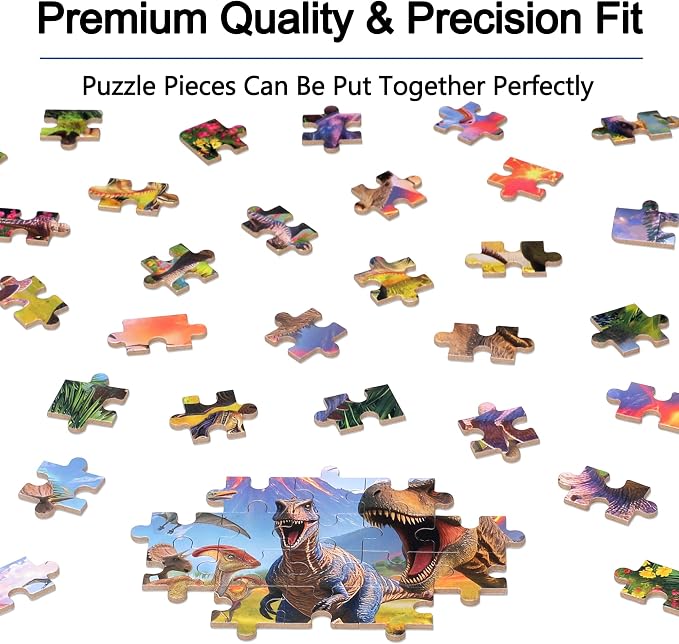 LELEMON Puzzles for Kids Ages 4-6,Dinosaur 100 Piece Puzzles for Kids Ages 6-8 in a Metal Box,Educational Jigsaw Puzzles,Childrens 100 Piece Puzzle Games Puzzle Toys for Girls and Boys