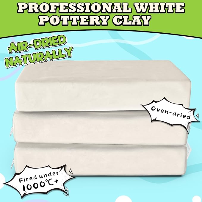 Aujazyble Premium Air Dry Clay for Kids - 3.3lbs Natural White Modeling Pottery Clay for Wheel, Arts & Crafts Supplies for School Classrooms, Craft Gifts for Kids Beginners and Advanced Sculptors