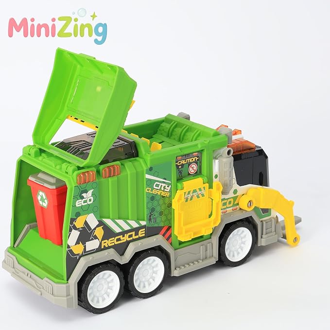 Truck Toy Set for Boys Girls Kids Toddler Gift of Easter Basket Stuffers | 4 bins, 2 launch cars, side clamp, top disposal. Friction power. Indoor/outdoor. Sparks exploration & new play ideas